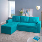 Divano componibile reversibile con letto estraibile, chaise longue con contenitore nascosto, gambe resistenti,