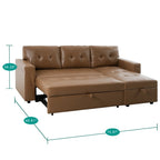 Divano componibile reversibile con letto estraibile, chaise longue con contenitore nascosto, gambe resistenti,