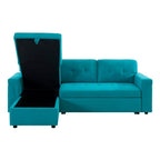 Divano componibile reversibile con letto estraibile, chaise longue con contenitore nascosto, gambe resistenti,