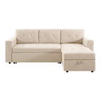 Divano componibile reversibile con letto estraibile, chaise longue con contenitore nascosto, gambe resistenti,