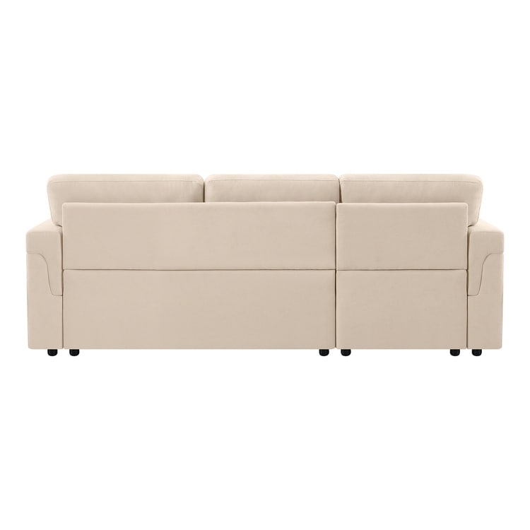 Divano componibile reversibile con letto estraibile, chaise longue con contenitore nascosto, gambe resistenti,