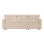 Divano componibile reversibile con letto estraibile, chaise longue con contenitore nascosto, gambe resistenti,