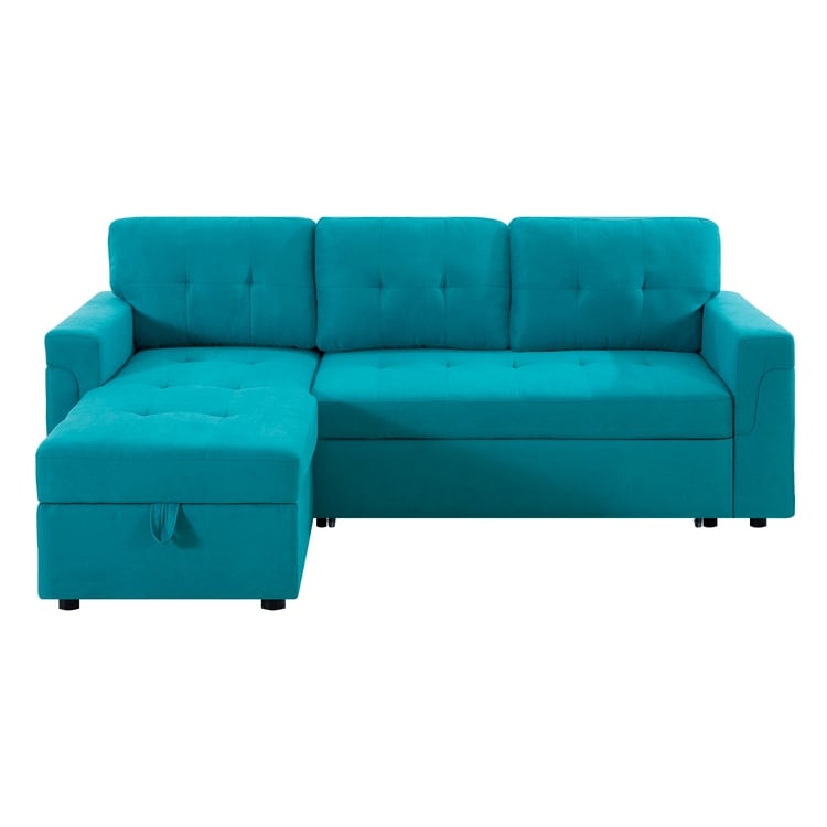 Divano componibile reversibile con letto estraibile, chaise longue con contenitore nascosto, gambe resistenti,