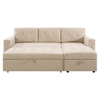 Divano componibile reversibile con letto estraibile, chaise longue con contenitore nascosto, gambe resistenti,