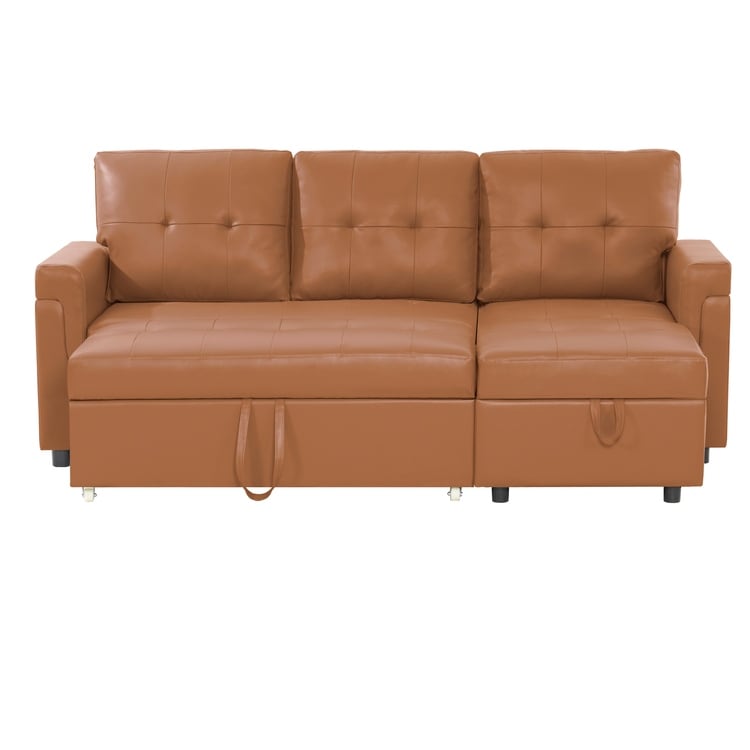 Divano componibile reversibile con letto estraibile, chaise longue con contenitore nascosto, gambe resistenti,