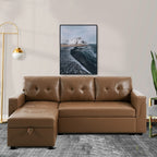 Divano componibile reversibile con letto estraibile, chaise longue con contenitore nascosto, gambe resistenti,