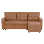 Divano componibile reversibile con letto estraibile, chaise longue con contenitore nascosto, gambe resistenti,