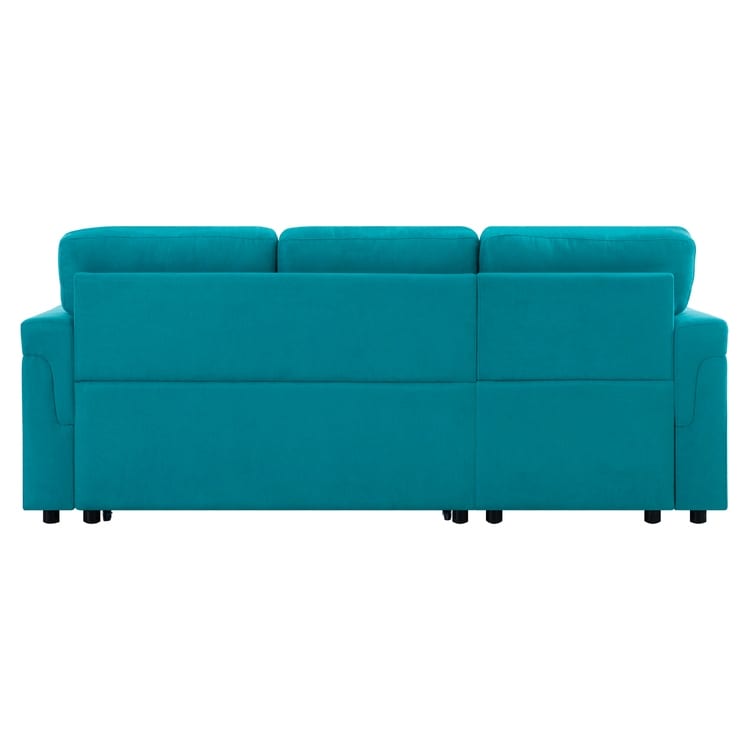 Divano componibile reversibile con letto estraibile, chaise longue con contenitore nascosto, gambe resistenti,