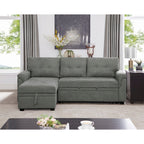 Divano componibile reversibile con letto estraibile, chaise longue con contenitore nascosto, gambe resistenti,