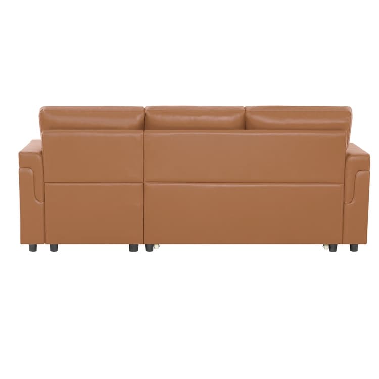 Divano componibile reversibile con letto estraibile, chaise longue con contenitore nascosto, gambe resistenti,