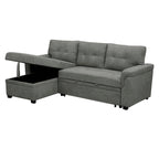 Divano componibile reversibile con letto estraibile, chaise longue con contenitore nascosto, gambe resistenti,