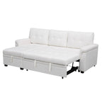 Divano componibile reversibile con letto estraibile, chaise longue con contenitore nascosto, gambe resistenti,