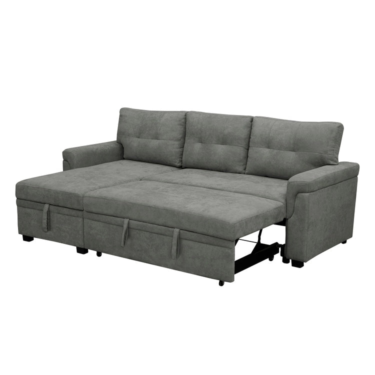 Divano componibile reversibile con letto estraibile, chaise longue con contenitore nascosto, gambe resistenti,