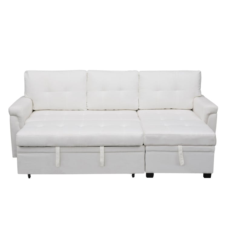 Divano componibile reversibile con letto estraibile, chaise longue con contenitore nascosto, gambe resistenti,