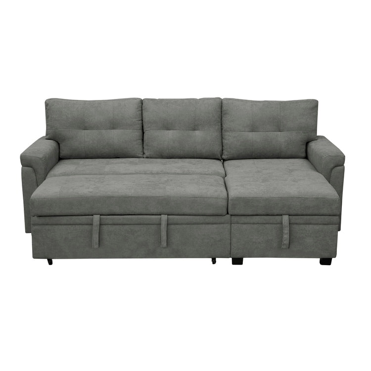 Divano componibile reversibile con letto estraibile, chaise longue con contenitore nascosto, gambe resistenti,