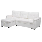 Divano componibile reversibile con letto estraibile, chaise longue con contenitore nascosto, gambe resistenti,