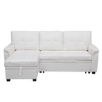 Divano componibile reversibile con letto estraibile, chaise longue con contenitore nascosto, gambe resistenti,