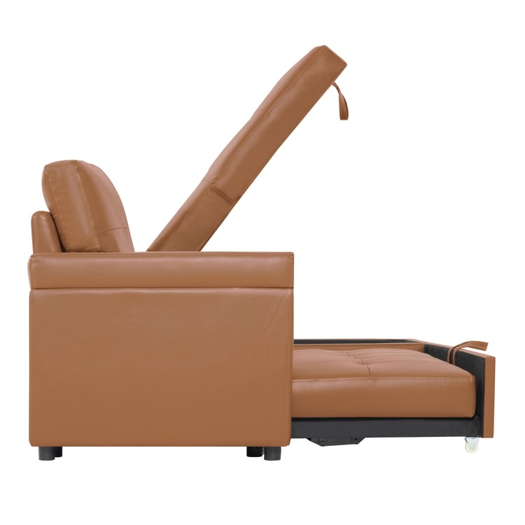Divano componibile reversibile con letto estraibile, chaise longue con contenitore nascosto, gambe resistenti,