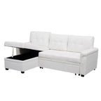 Divano componibile reversibile con letto estraibile, chaise longue con contenitore nascosto, gambe resistenti,