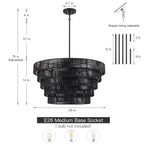 Lampadario moderno bohémien Piersan a 5 luci con paralume in rattan a più livelli - 26 pollici di larghezza