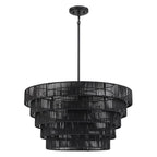 Lampadario moderno bohémien Piersan a 5 luci con paralume in rattan a più livelli - 26 pollici di larghezza