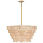 Lampadario moderno bohémien Piersan a 5 luci con paralume in rattan a più livelli - 26 pollici di larghezza