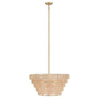 Lampadario moderno bohémien Piersan a 5 luci con paralume in rattan a più livelli - 26 pollici di larghezza