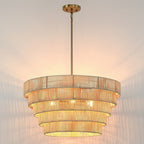 Lampadario moderno bohémien Piersan a 5 luci con paralume in rattan a più livelli - 26 pollici di larghezza