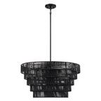 Lampadario moderno bohémien Piersan a 5 luci con paralume in rattan a più livelli - 26 pollici di larghezza