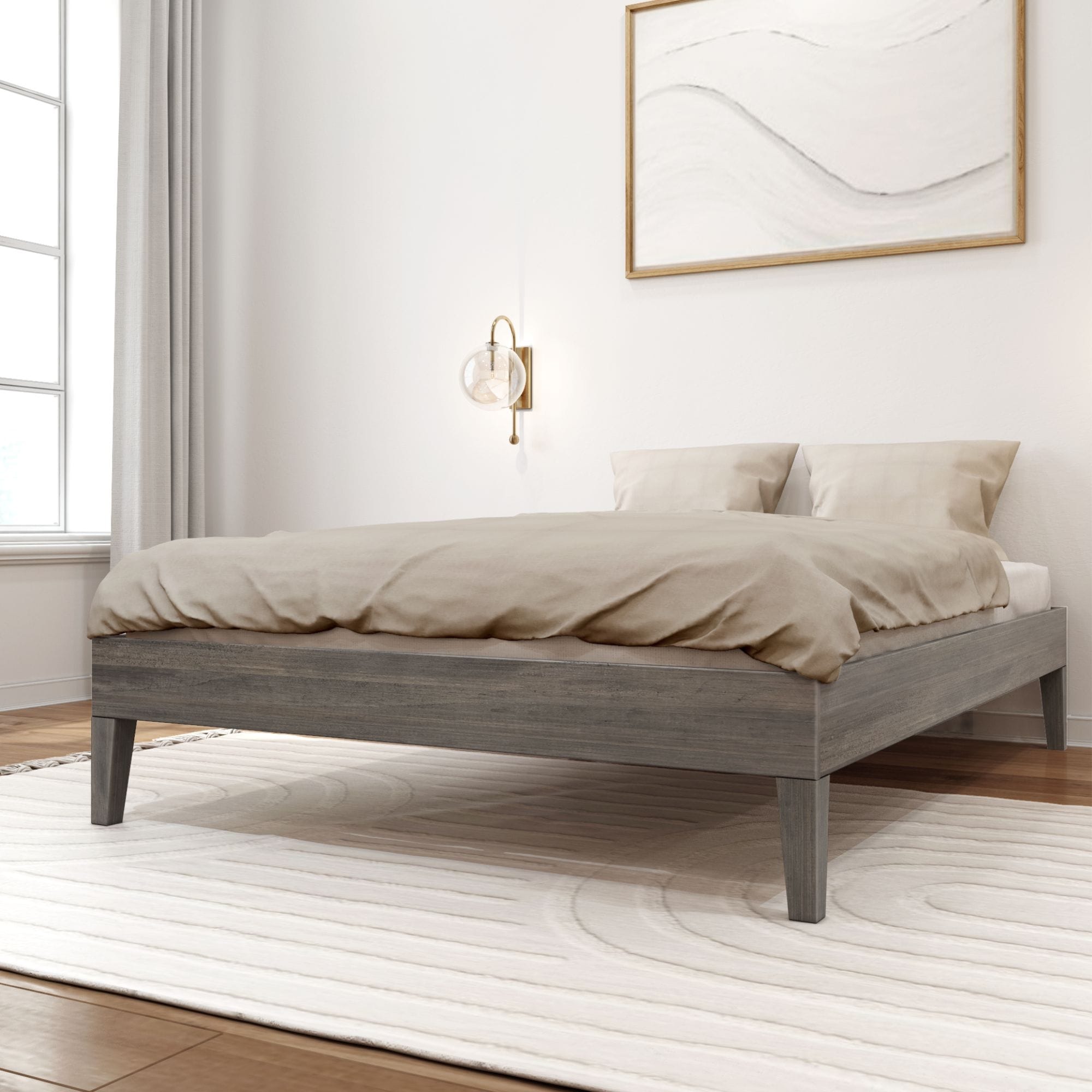 Letto a piattaforma full-size con travi e assi