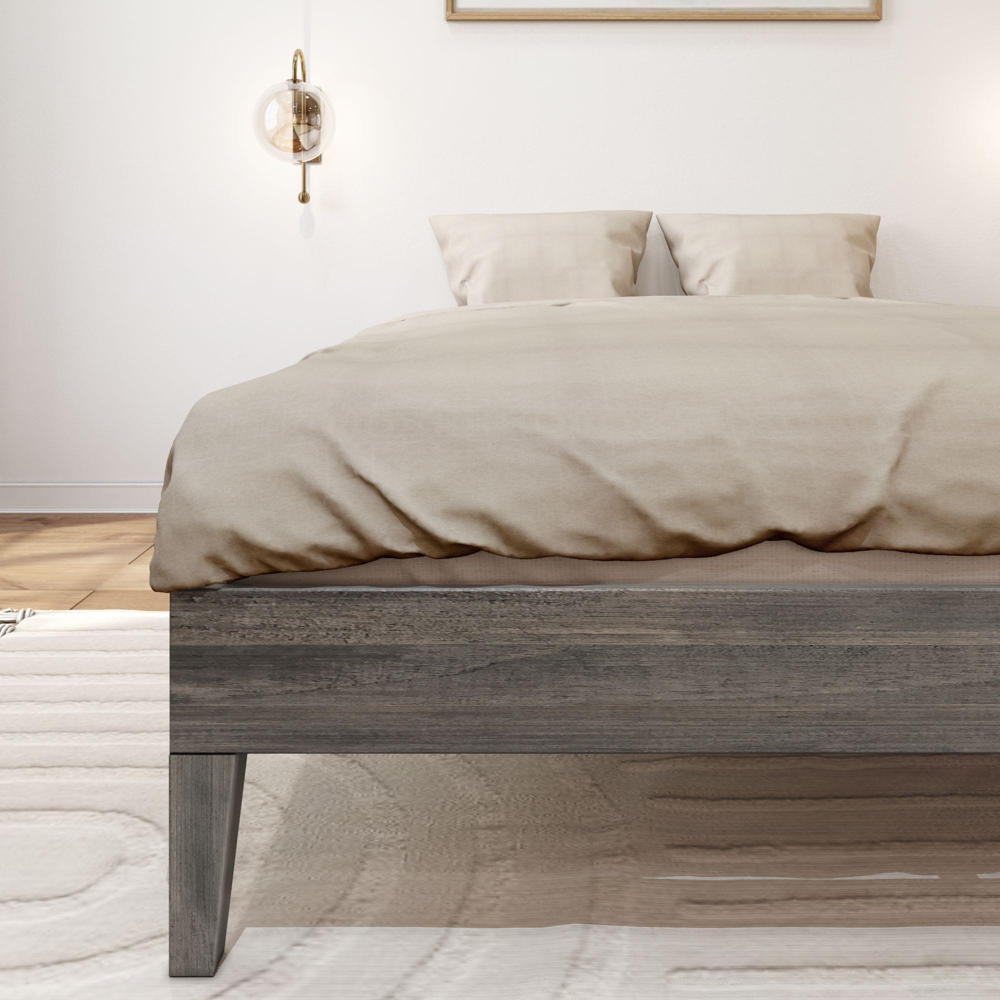 Letto a piattaforma full-size con travi e assi