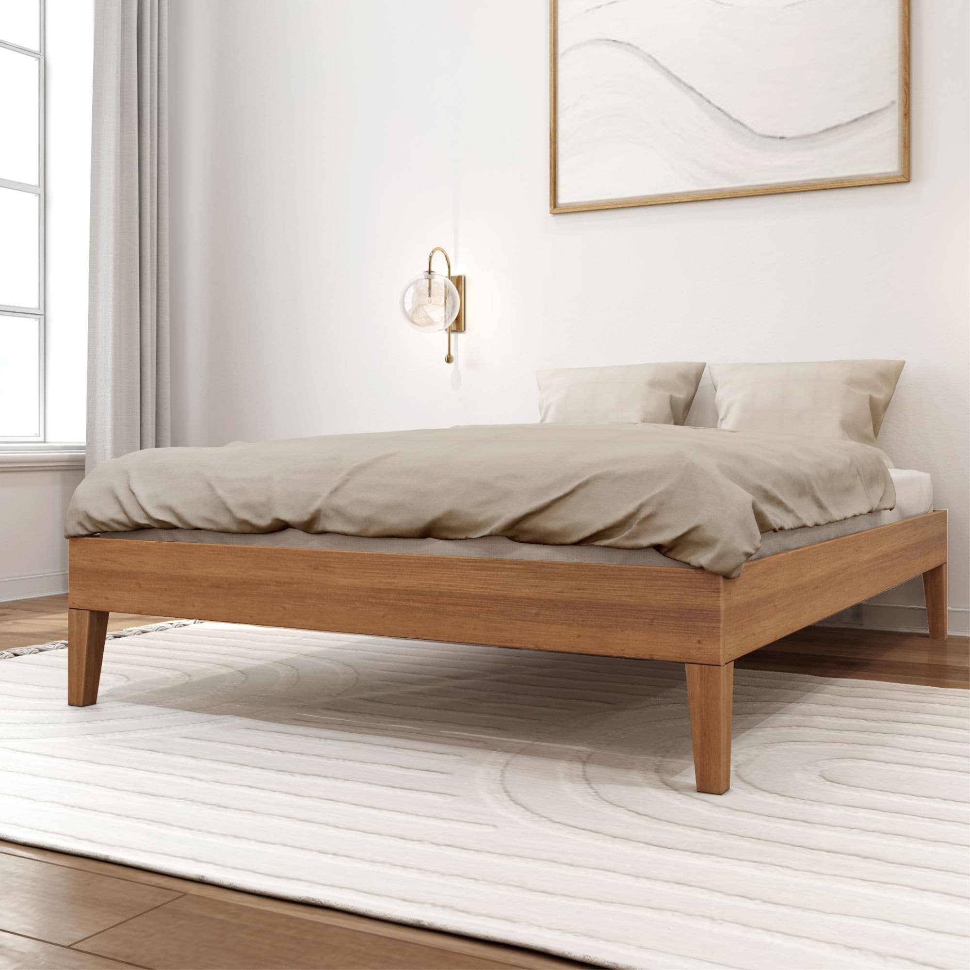 Letto a piattaforma full-size con travi e assi