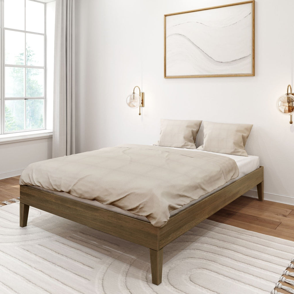 Letto a piattaforma full-size con travi e assi