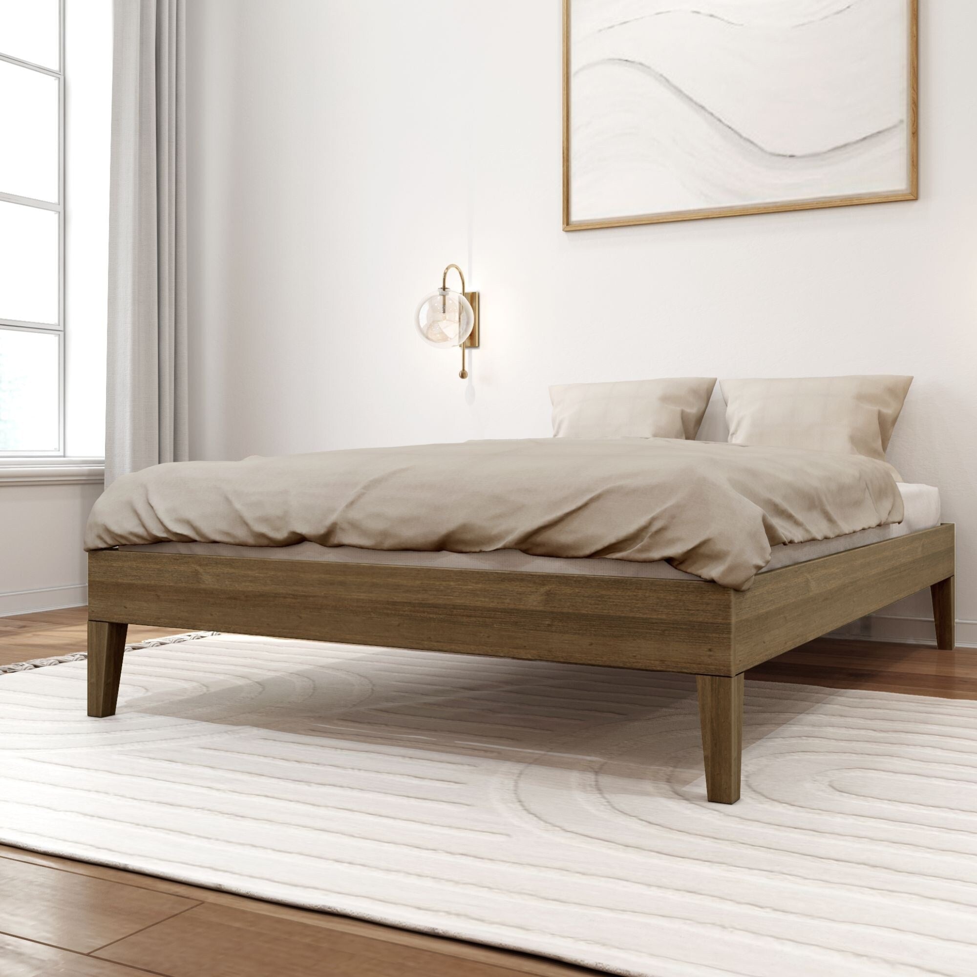 Letto a piattaforma full-size con travi e assi