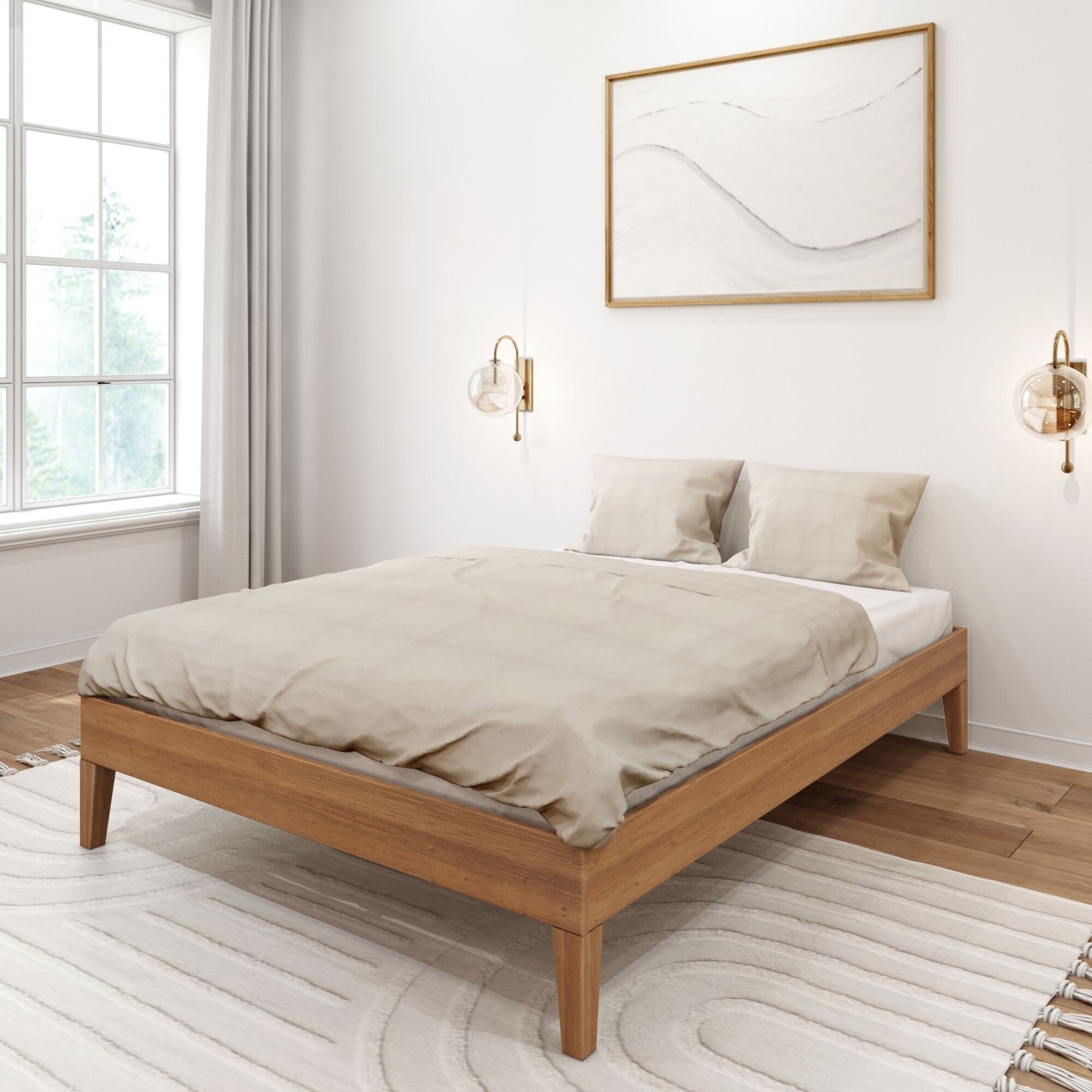 Letto a piattaforma full-size con travi e assi