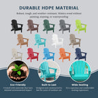 Sedia Adirondack pieghevole per esterni e patio, resistente allo sbiadimento e a tutte le condizioni atmosferiche, Polytrends Laguna