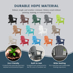 Sedia Adirondack pieghevole per esterni e patio, resistente allo sbiadimento e a tutte le condizioni atmosferiche, Polytrends Laguna