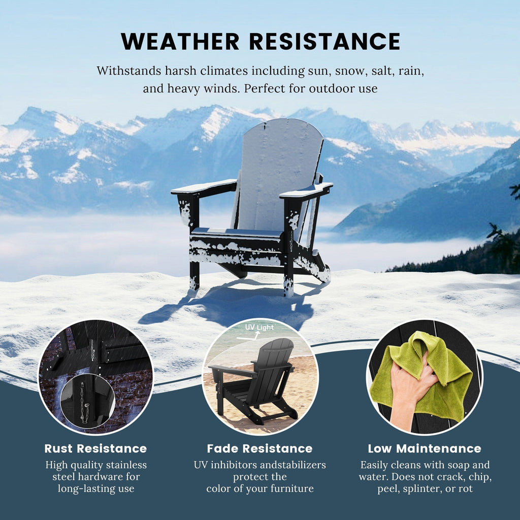 Sedie Adirondack pieghevoli per esterni e patio, resistenti alle intemperie, Polytrends Laguna (set da 4)