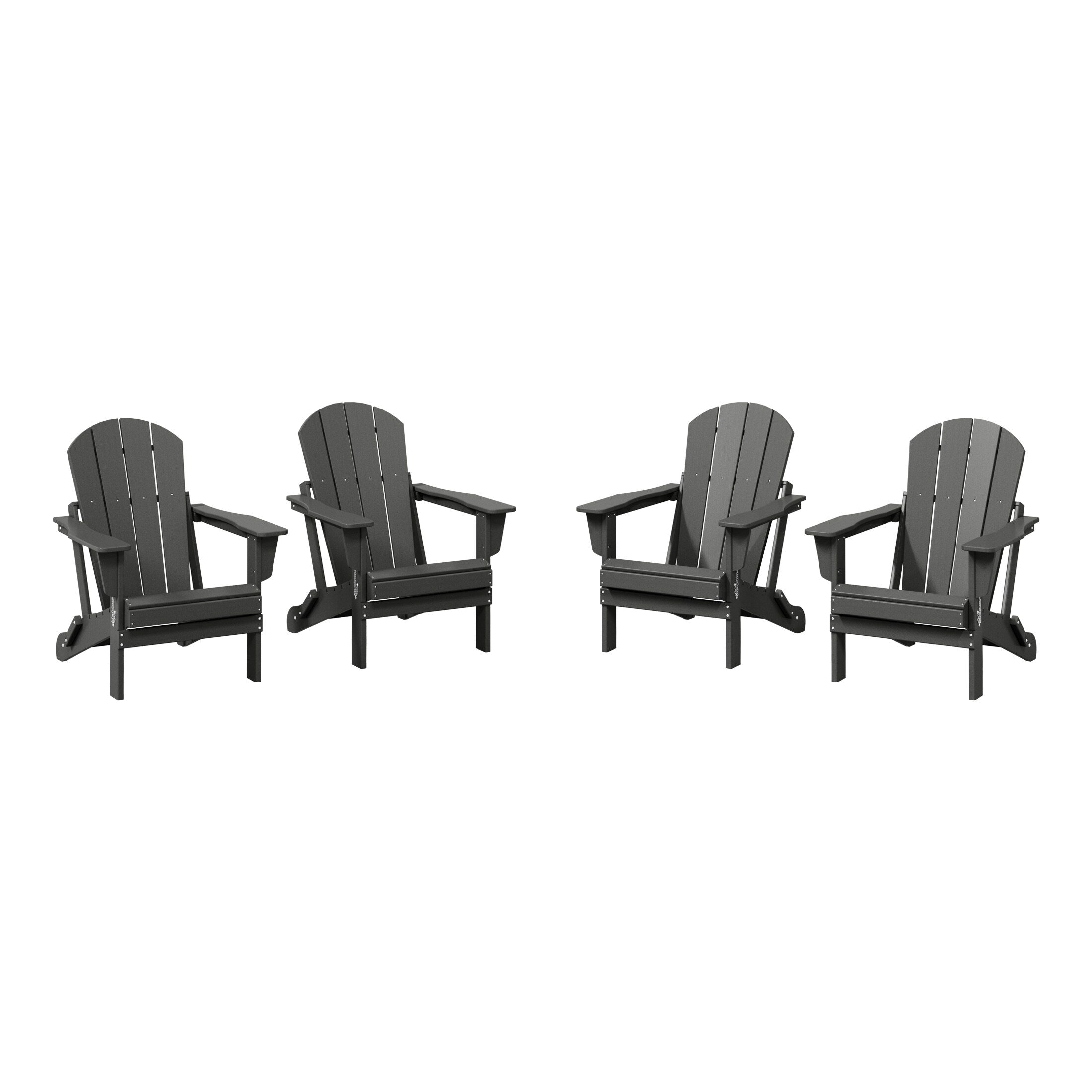 Sedie Adirondack pieghevoli per esterni e patio, resistenti alle intemperie, Polytrends Laguna (set da 4)