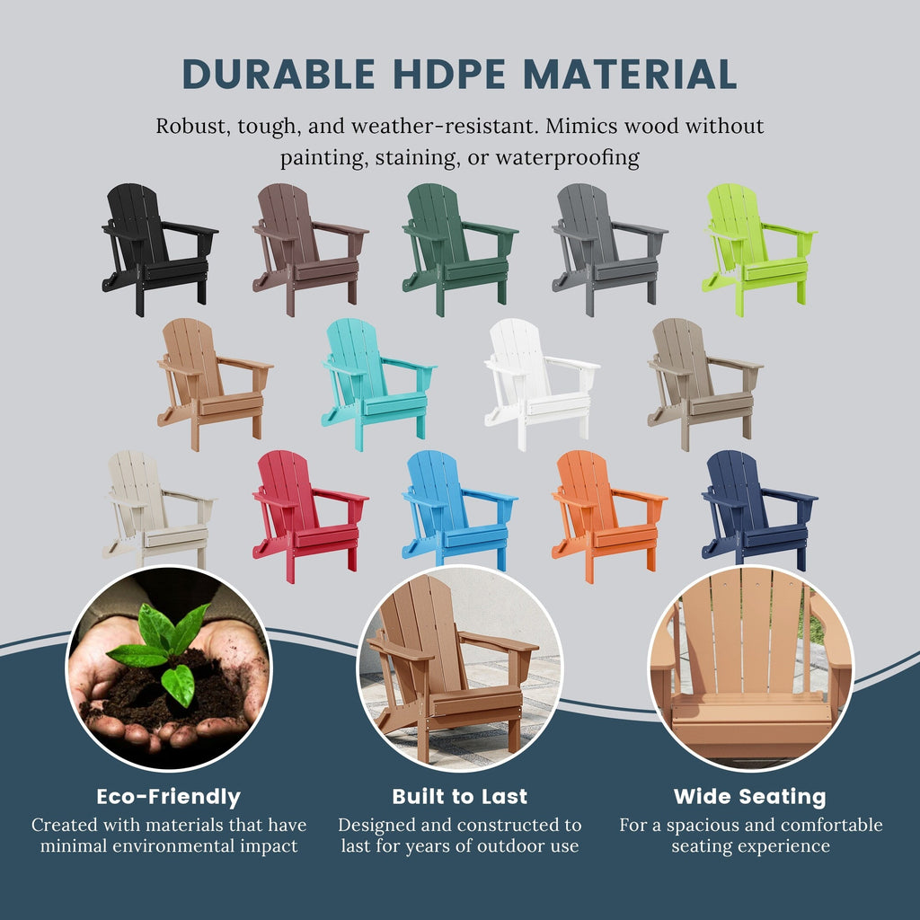 Sedie Adirondack pieghevoli per esterni e patio, resistenti alle intemperie, Polytrends Laguna (set da 4)
