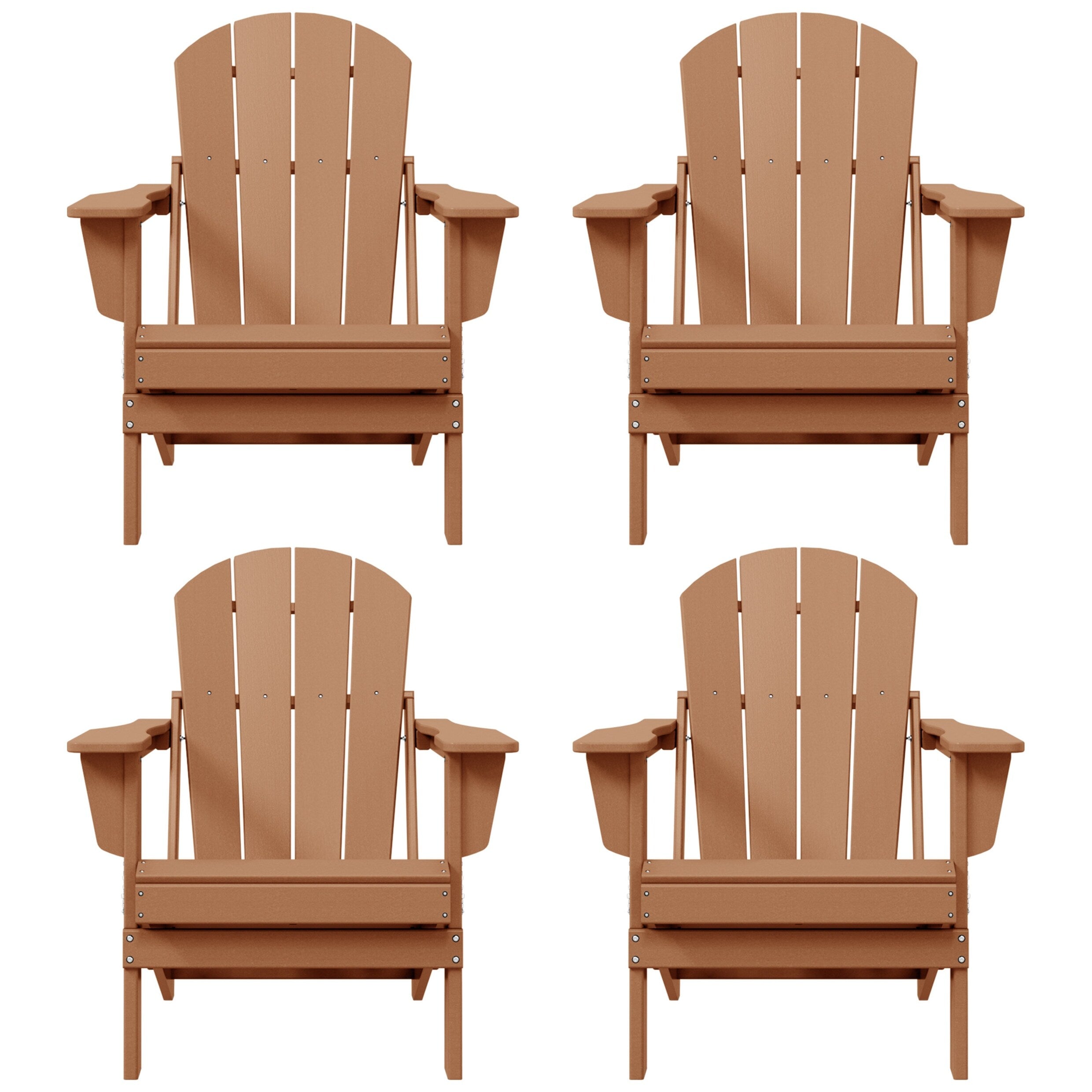 Sedie Adirondack pieghevoli per esterni e patio, resistenti alle intemperie, Polytrends Laguna (set da 4)