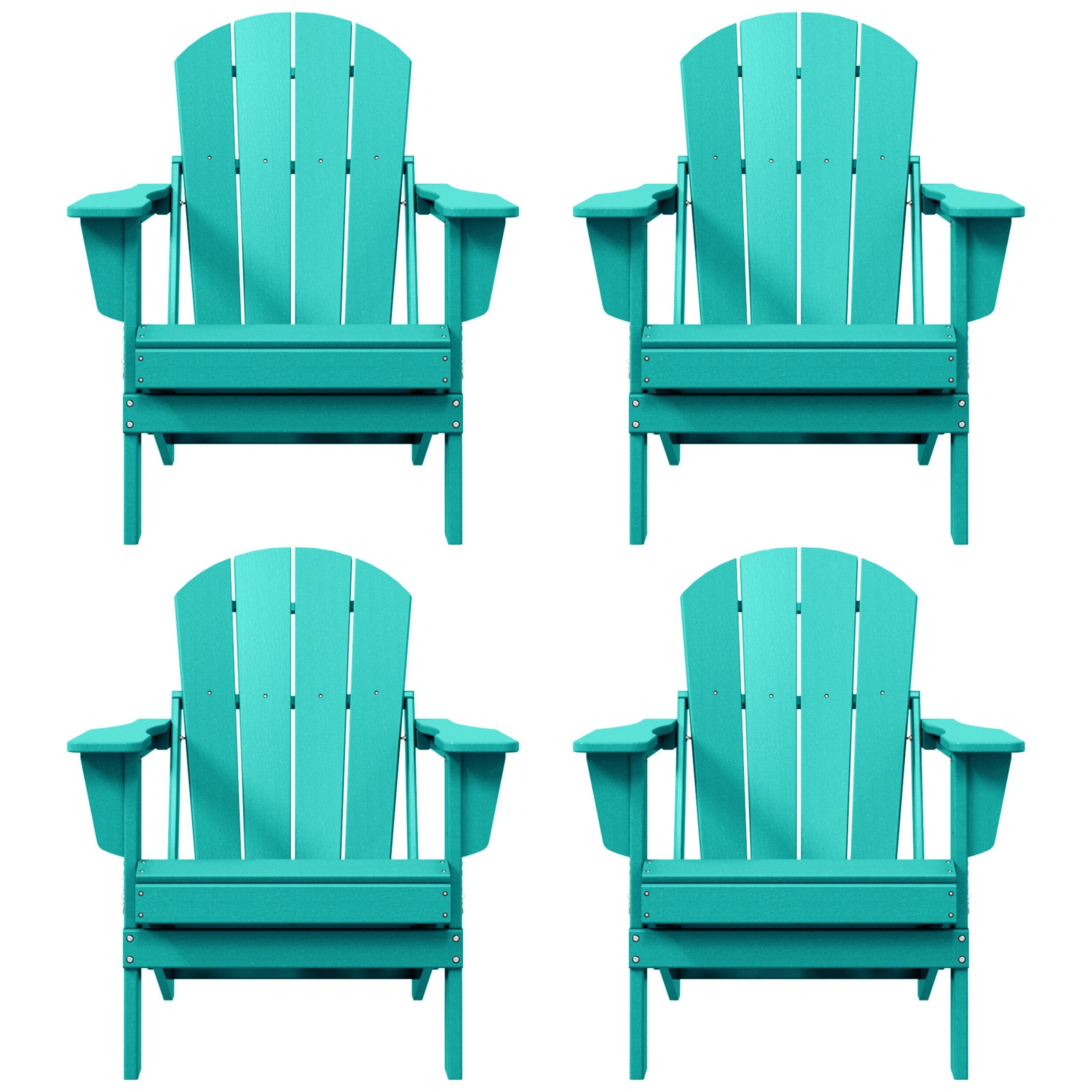 Sedie Adirondack pieghevoli per esterni e patio, resistenti alle intemperie, Polytrends Laguna (set da 4)