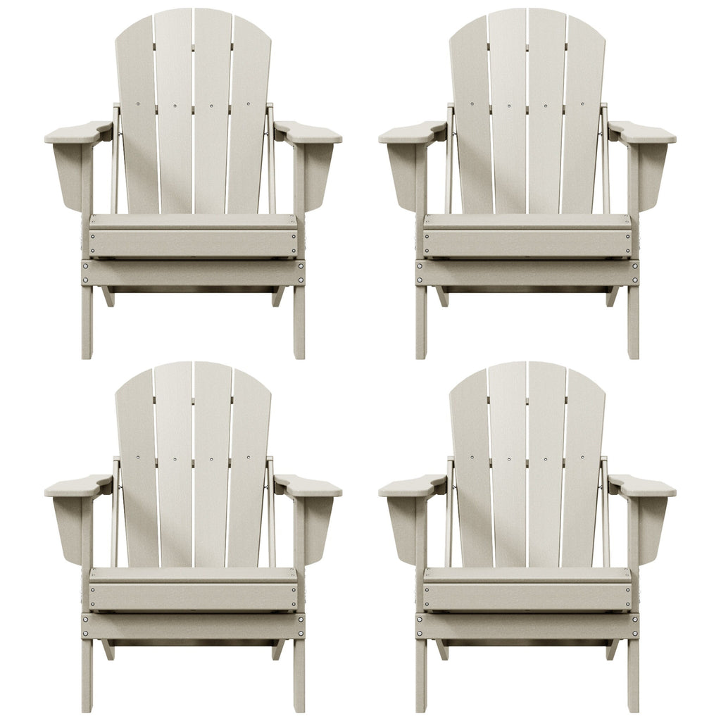 Sedie Adirondack pieghevoli per esterni e patio, resistenti alle intemperie, Polytrends Laguna (set da 4)