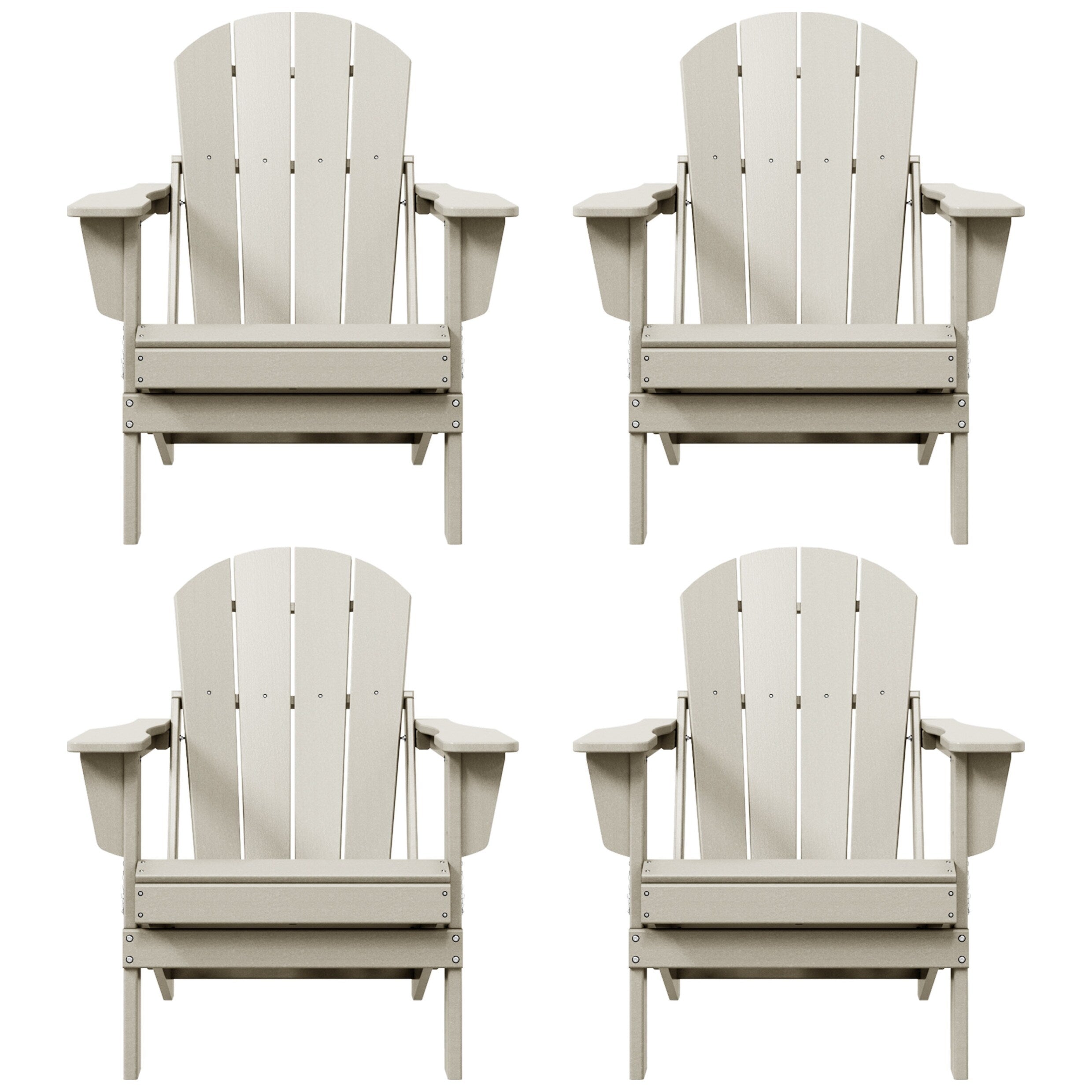 Sedie Adirondack pieghevoli per esterni e patio, resistenti alle intemperie, Polytrends Laguna (set da 4)