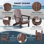 Sedie Adirondack pieghevoli per esterni e patio, resistenti alle intemperie, Polytrends Laguna (set da 4)