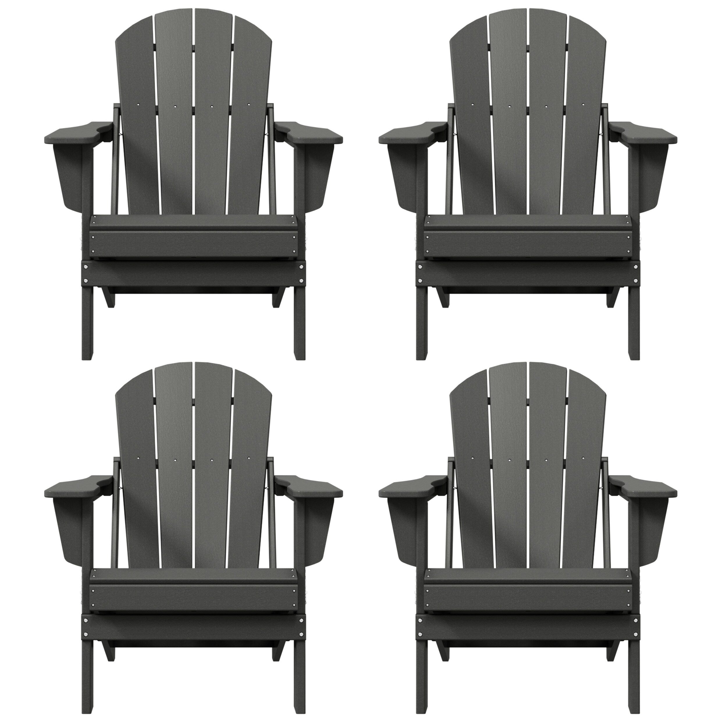 Sedie Adirondack pieghevoli per esterni e patio, resistenti alle intemperie, Polytrends Laguna (set da 4)