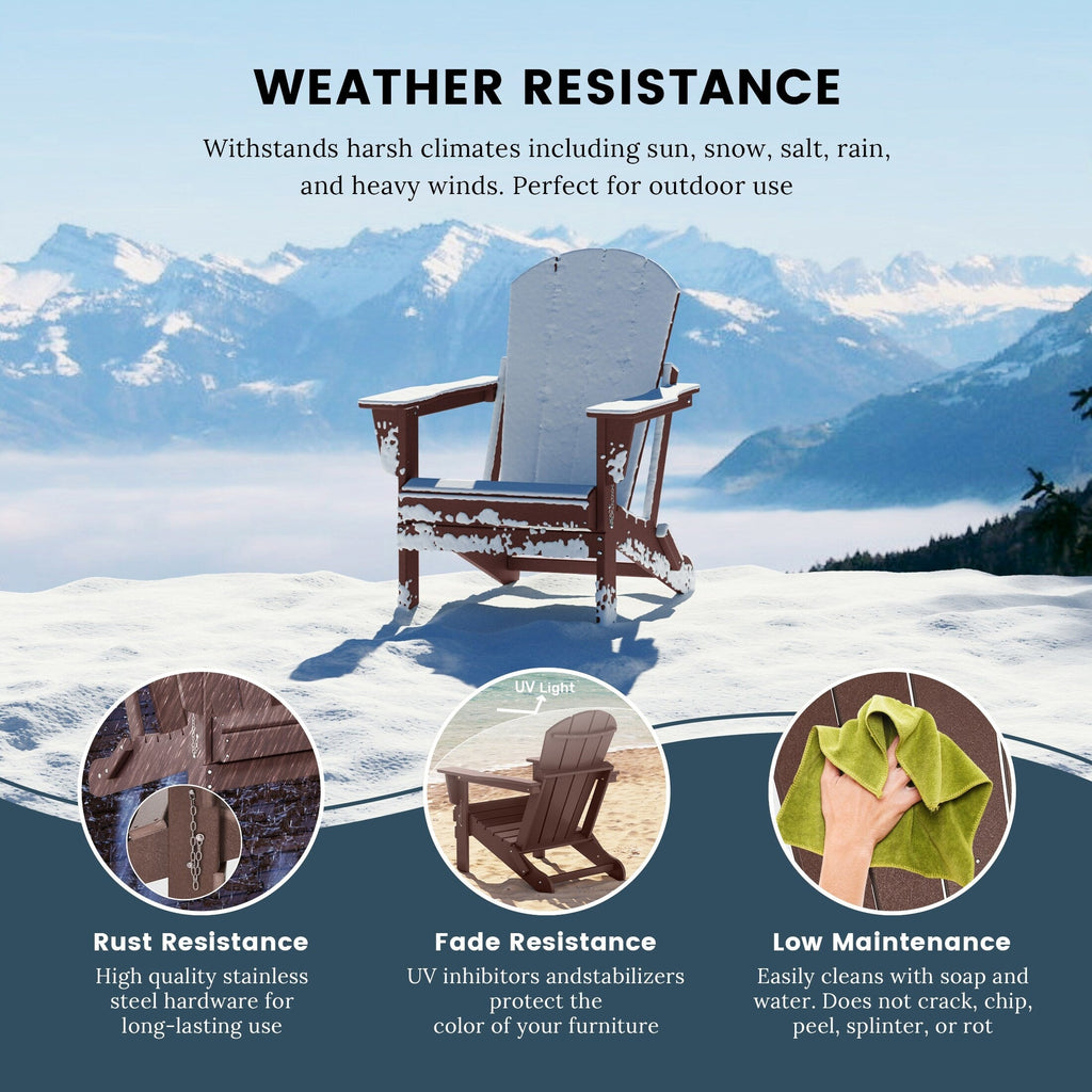 Sedie Adirondack pieghevoli per esterni e patio, resistenti alle intemperie, Polytrends Laguna (set da 4)