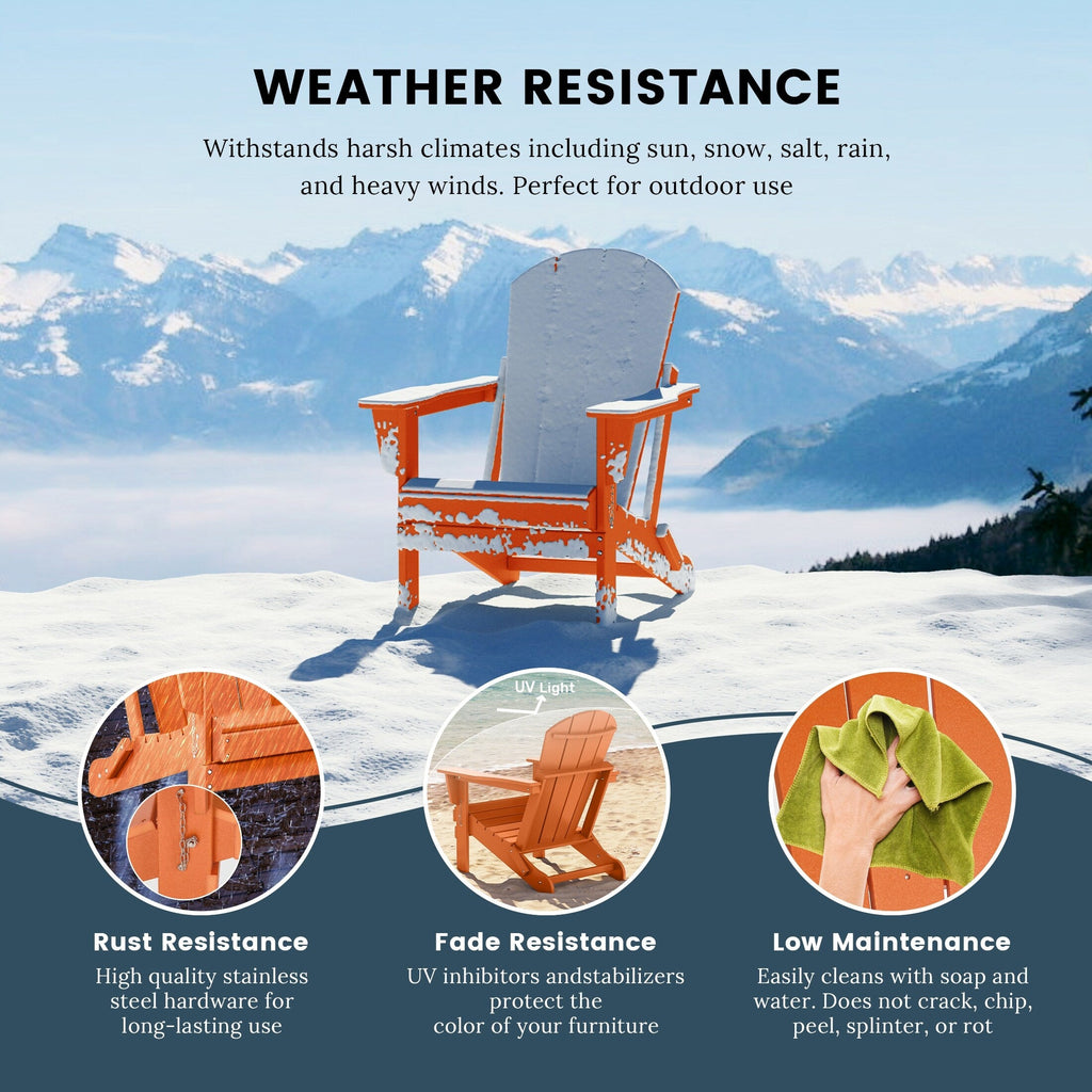 Sedie Adirondack pieghevoli per esterni e patio, resistenti alle intemperie, Polytrends Laguna (set da 4)