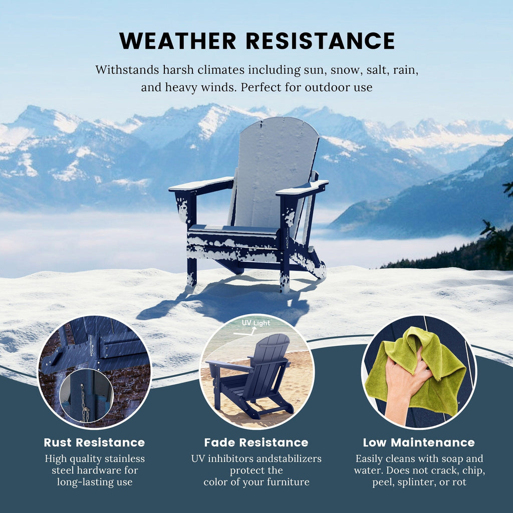 Sedie Adirondack pieghevoli per esterni e patio, resistenti alle intemperie, Polytrends Laguna (set da 4)