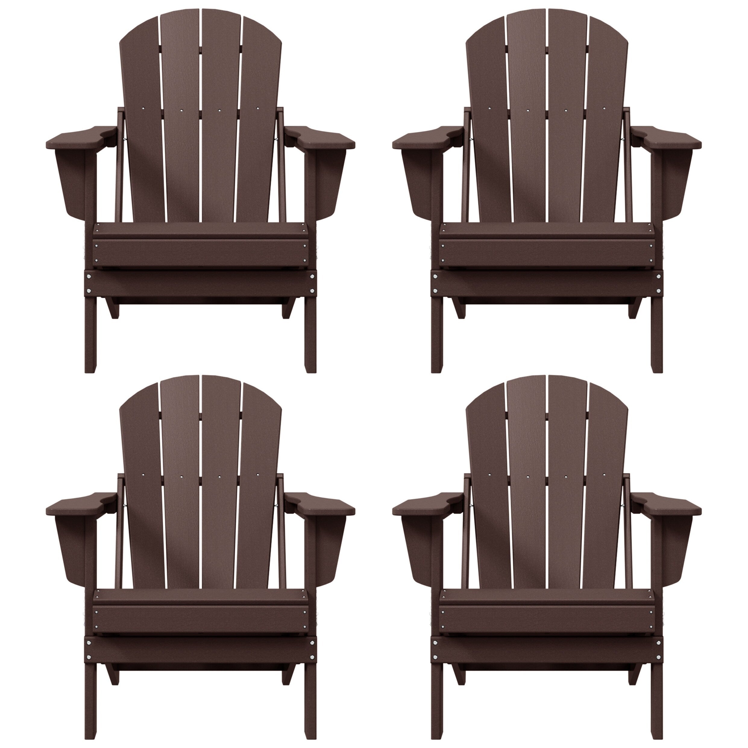 Sedie Adirondack pieghevoli per esterni e patio, resistenti alle intemperie, Polytrends Laguna (set da 4)
